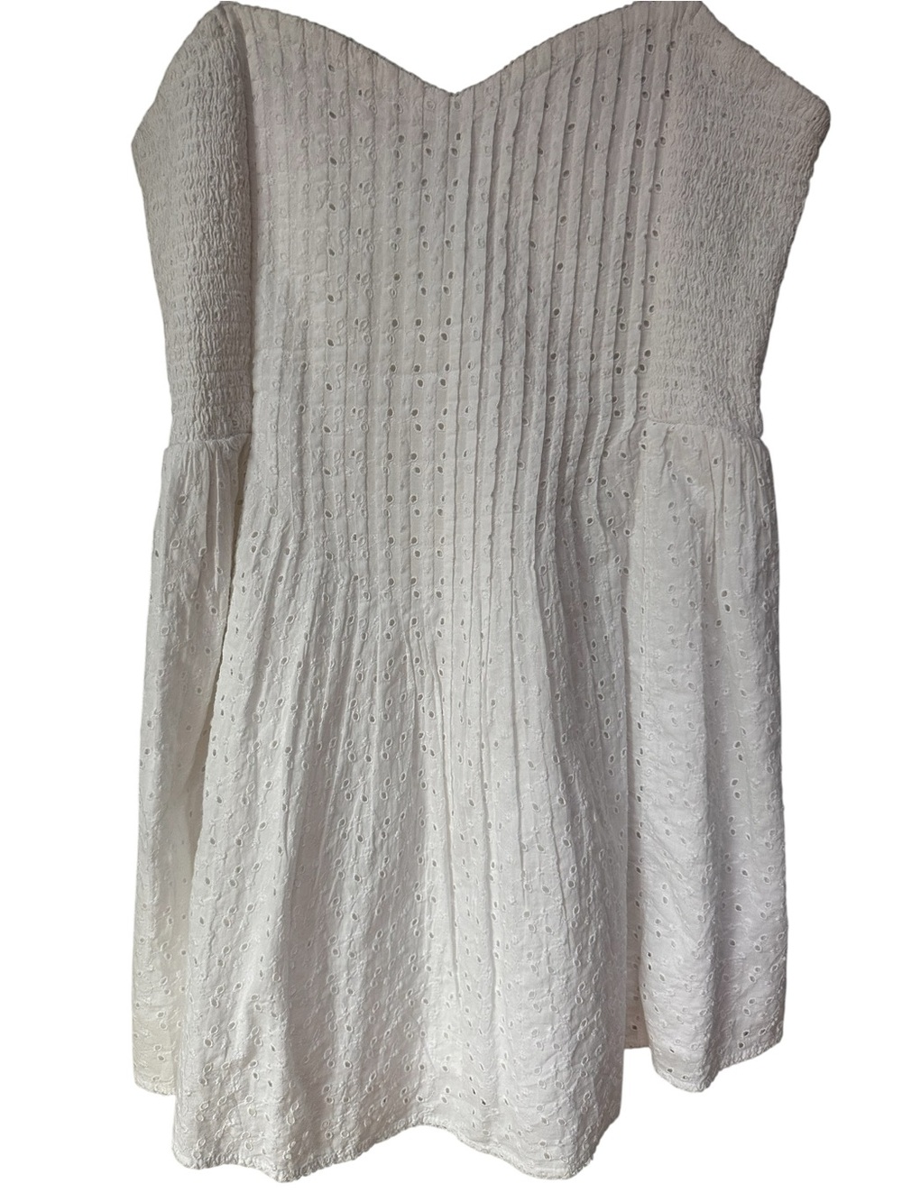 aerie White Cotton Eyelet Mini Dress with Embroidered Detail, Large - Picture 5 of 13